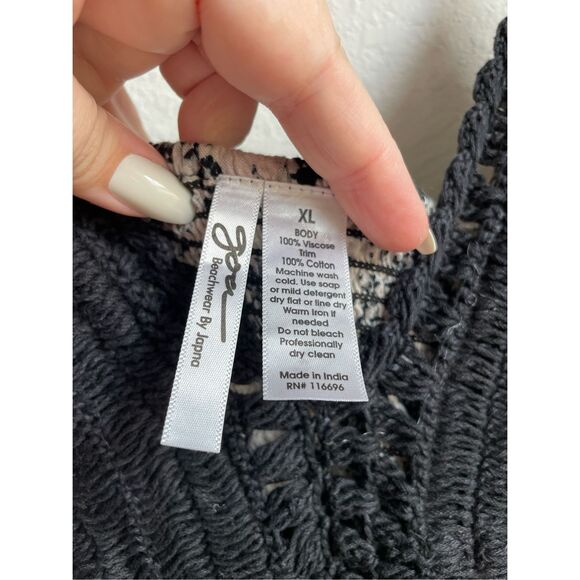 Boho Crochet Festival Dress Beachwear by Japna Women XL Black Cream Snake Print - Picture 4 of 9